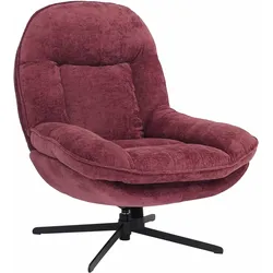 Relaxsessel MCW-P32, Fernsehsessel Nosagfederung Polstersessel, drehbar Metall Stoff/Textil Chenille (370 g/m2) ~ beere