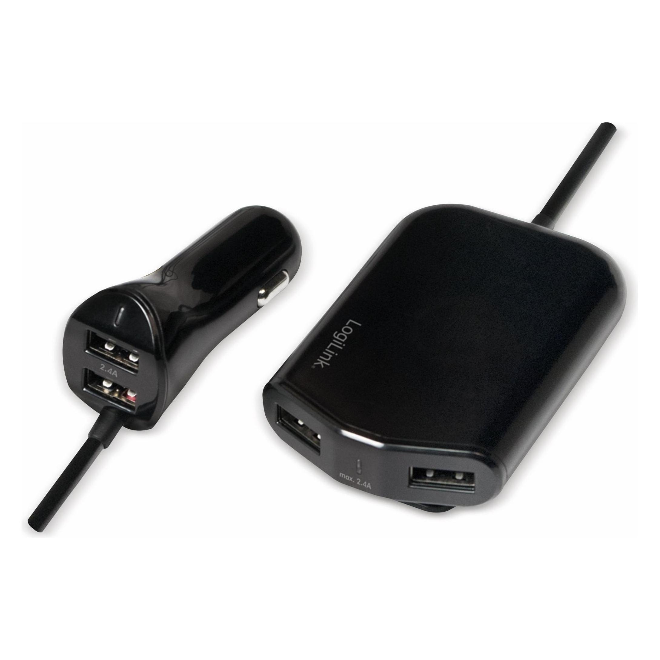 LogiLink PA0149 USB Car Charger 2+2 Port, 24W, black (12899)