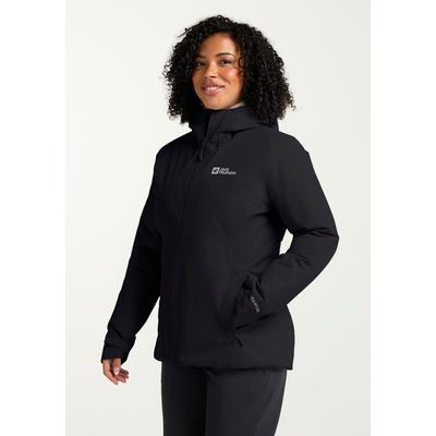 Outdoorjacke JACK WOLFSKIN "WISPER INS JKT W", Damen, Gr. XS (34), schwarz, Obermaterial: 100% Polyester. Füllung: 100% Polyester. Futter: 100% Polyester, Jacken Outdoorjacke, mit TEXAPORE ECOSPHERE, regulierbare Weite, atmungsaktiv, wasserdicht