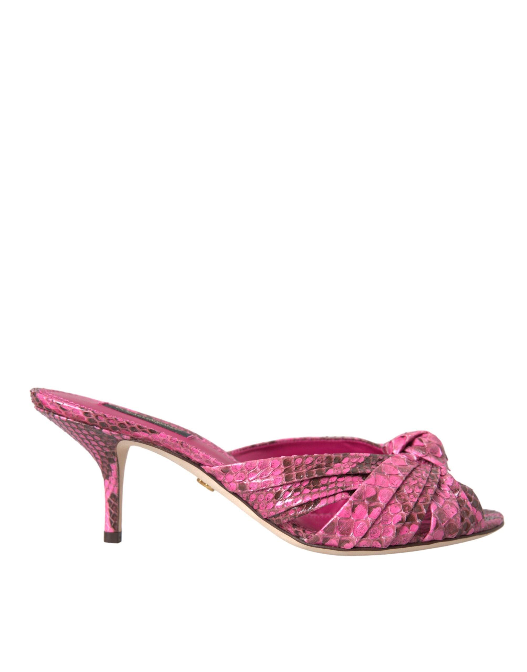 Dolce & Gabbana Roze Exotische Leren Kitten Heels Slides Schoenen