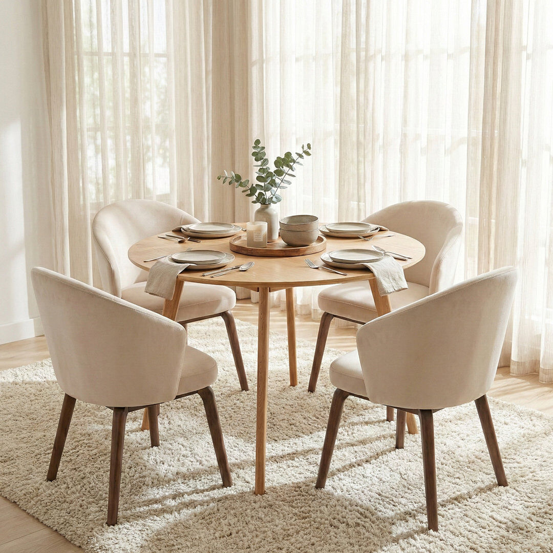 George Oliver Sienna Round Wooden Dining Table - 100cm Oak
