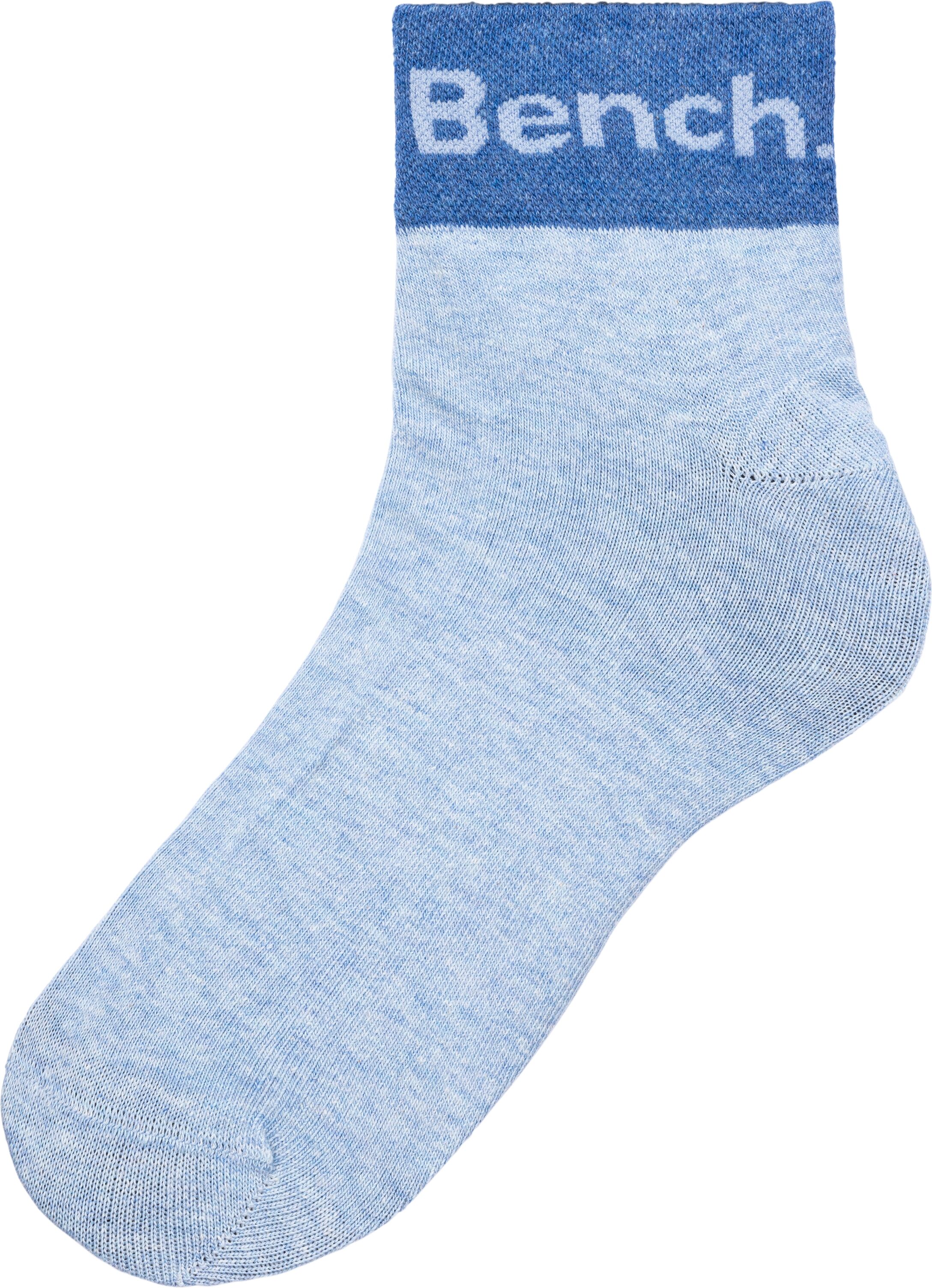 Kurzsocken BENCH. "Damen Herren Kurze Socken, für Freizeit und sportliche Aktivitäten", Herren, Gr. 39-42, blau (2x marine, 2x blau, 2x dunkel jeans meliert, 2x hell jeans meliert), Baumwolle, Elasthan, Polyamid, unifarben, elastisch, Socken Kurzsocken, m