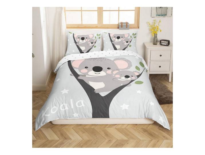 LuxusKollektion Kinderbettwäsche Bettbezugset Koala Tiere 155x220cm Kinder