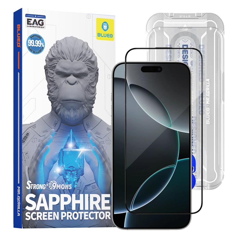 BlueO - Sapphire Screen Protector with Applicator Pro - iPhone 16 Pro - Black (Apple iPhone 16 Pro) (52245409)