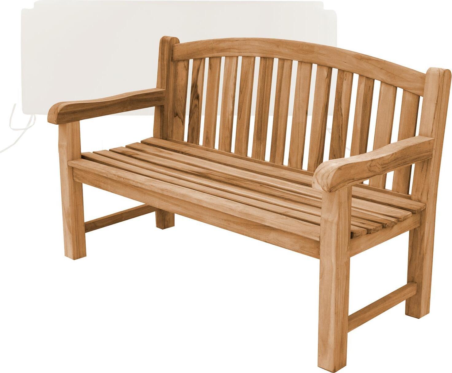 Teako Design Gartenbank Teakholz Bari 150cm mit Sitzkissen Creme