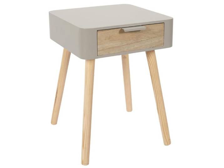 Table de chevet 1 tiroir en bois collection SHIREL taupe