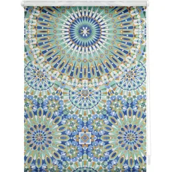 Lichtblick Rollo Klemmfix, ohne Bohren, Verdunkelung, Orientalische Muster - Blau Grün