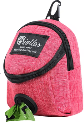 Inspire Picks Portable Dog Treat Training Pouch With Poop Bag Dispenser rose Red