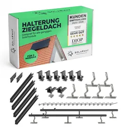 Solarway Balkonkraftwerk Halterung   Schwarz   Ziegeldach Vertikal Montageset für 2 Solarmodule
