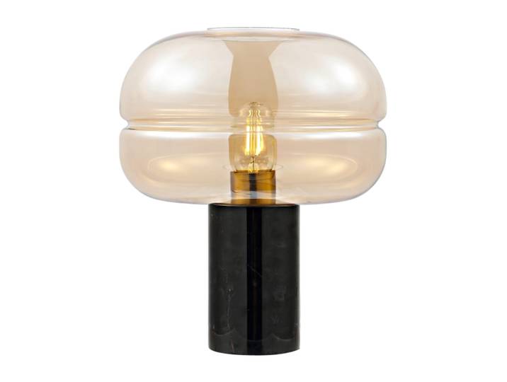 Lampe de table en marbre/verre/fer, noir