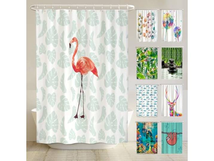 arteneur Anti-Schimmel Duschvorhang 180x200 cm Flamingo