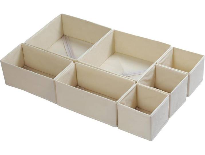 Schubladen Organizer 7er Set Beige faltbar für MALM Kommode Aufbewahrungsboxen Kleidung