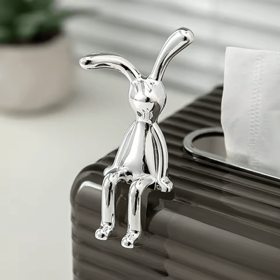 Smart Shopping Spot Cute Long Eared Rabbit Figurine 3D Car Dashboard Decor Electroplated Desktop Ornament silver1
