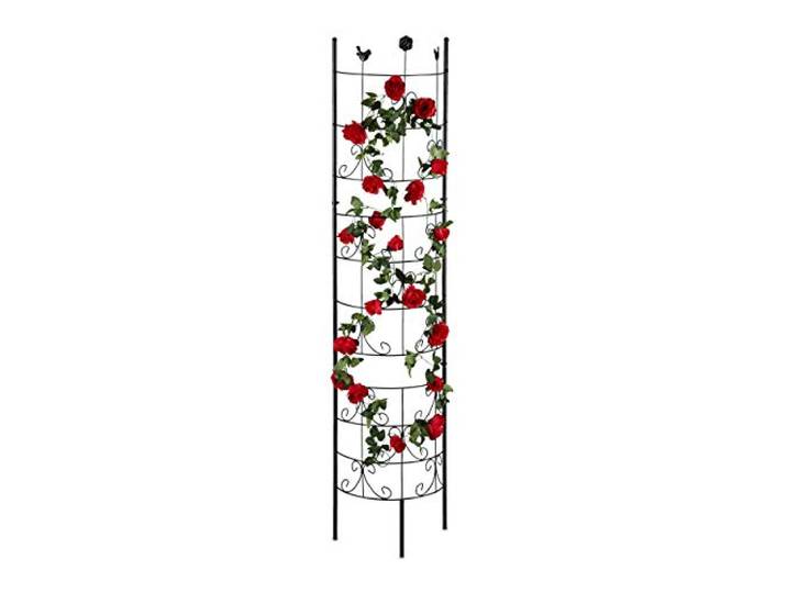 Relaxdays Rankgitter Metall, halbrund, zum Stecken, Rankhilfe für Kletterpflanzen, Spalier Garten, 180 cm hoch, schwarz