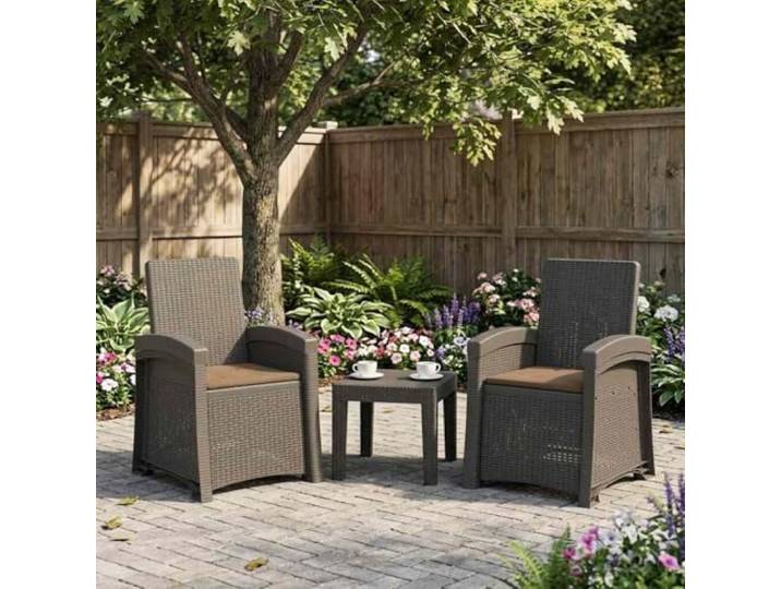 ZQQLVOO Liegesessel Garten Rattan-Optik 2er-Set Hellgrau und Taupe PP 3-fach verstellbar, wetterbeständig, leicht zu reinigen, für Garten, Terrasse, Balkon
