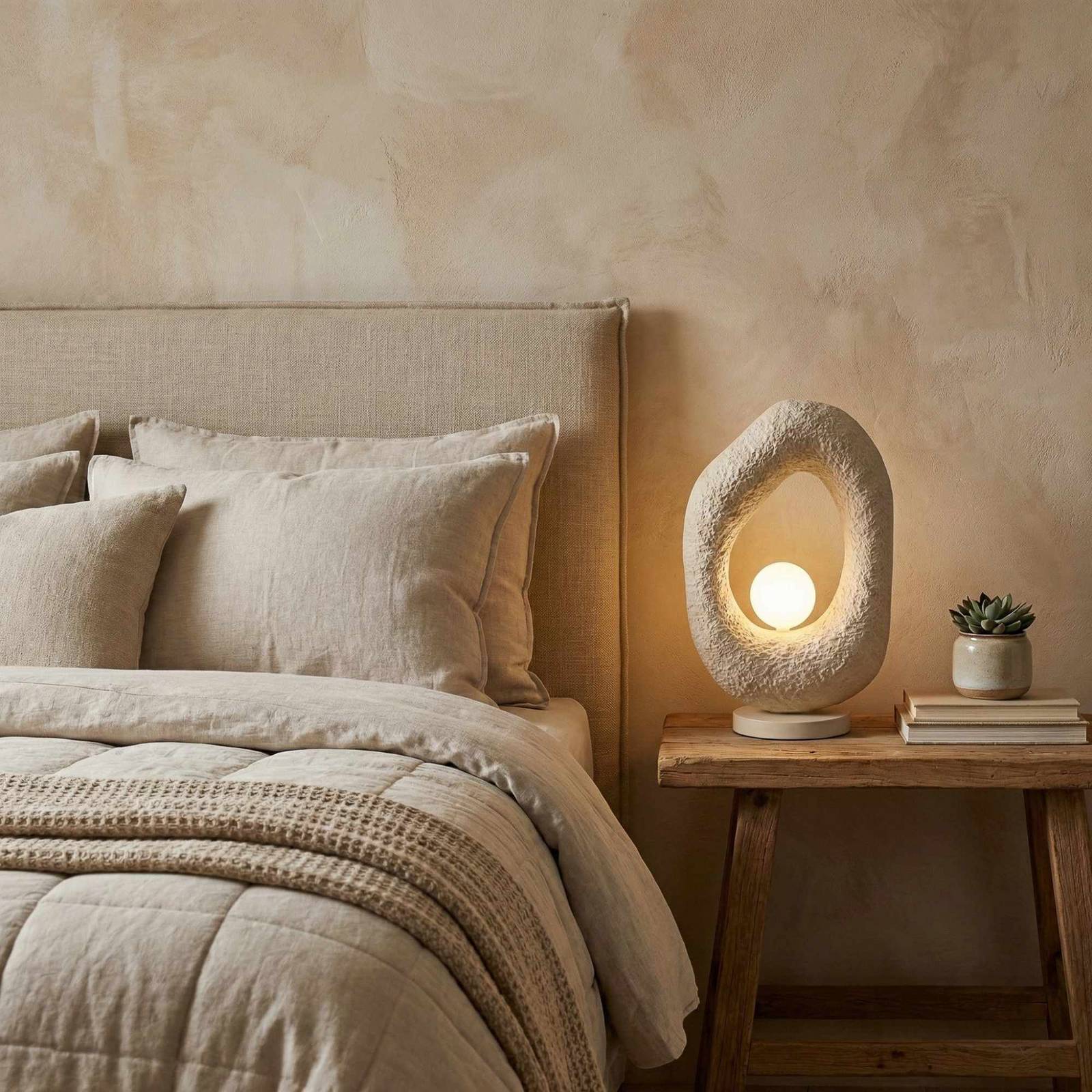 Tischlampe Vaslı Opviq, creme / amber, für Wohn- / Esszimmer, Kunststoff, Modern, Tischlampe