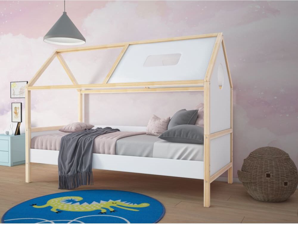 Loft24 Cama cabaña de 90x200 cm de madera blanca