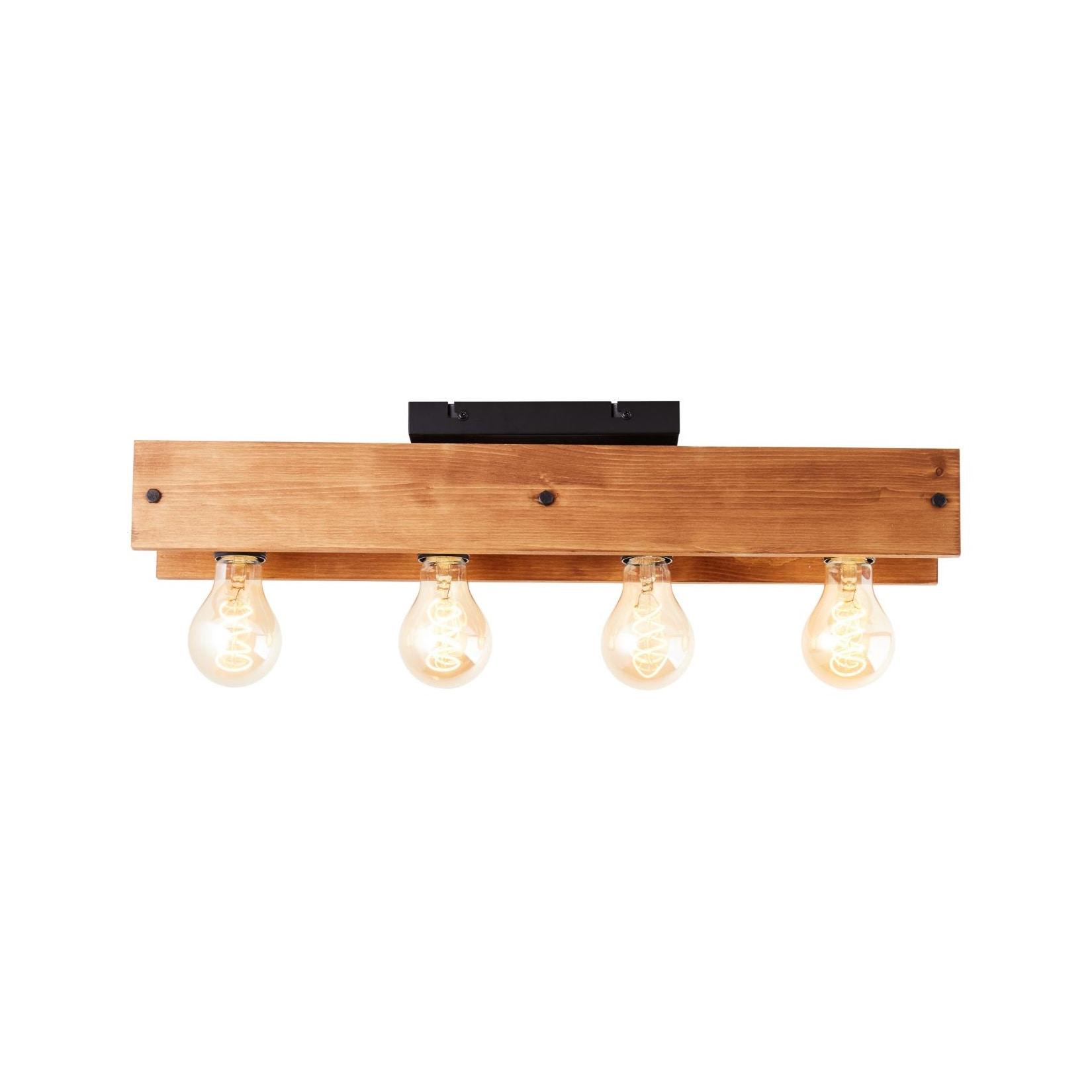 BRILLIANT Lampe, Calandra Deckenleuchte 4flg schwarz/holzfarbend, 4x A60, E27, 42W, Holz aus nachhaltiger Waldwirtschaft (FSC)