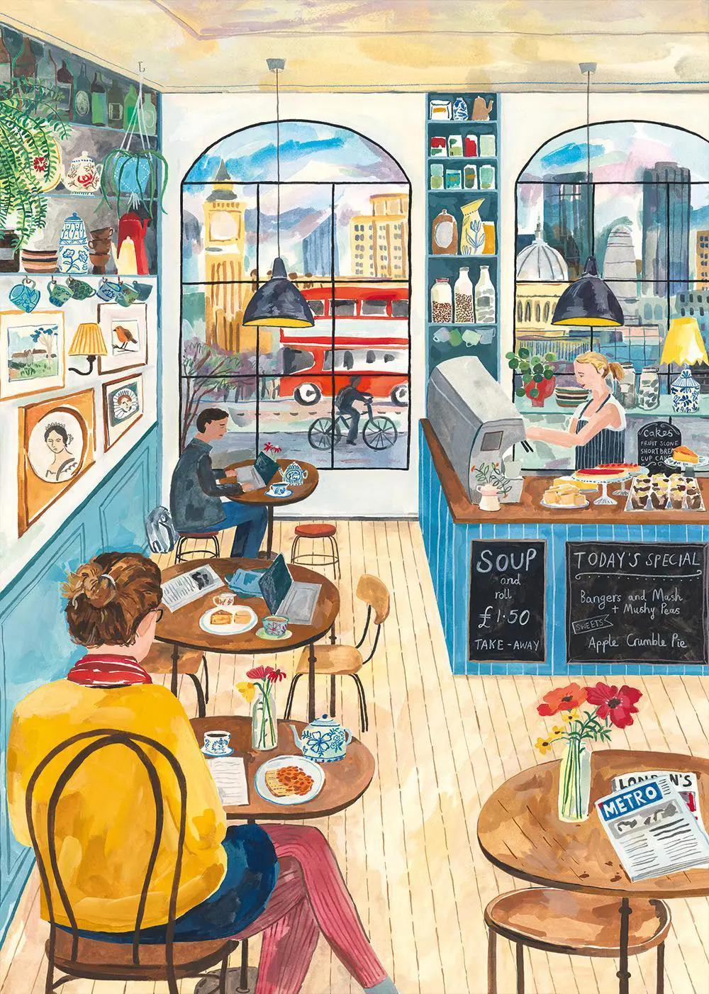 Pieces & Peace Puzzel Londens café - 2000 stukjes
