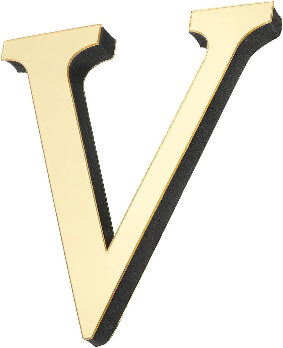 ServiceTopper Acryl Alfabet Spiegel Muursticker Letter V - Licht Goud - Zelfklevend