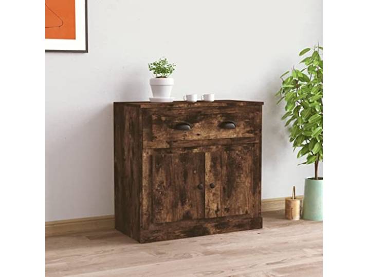 HEFZGDB Klassisches Sideboard in zeitlosem Design aus Holzwerkstoff mit glatter Oberfläche, Sideboard Räuchereiche mit viel Stauraum, praktisches mit Türen zum Schutz vor Staub