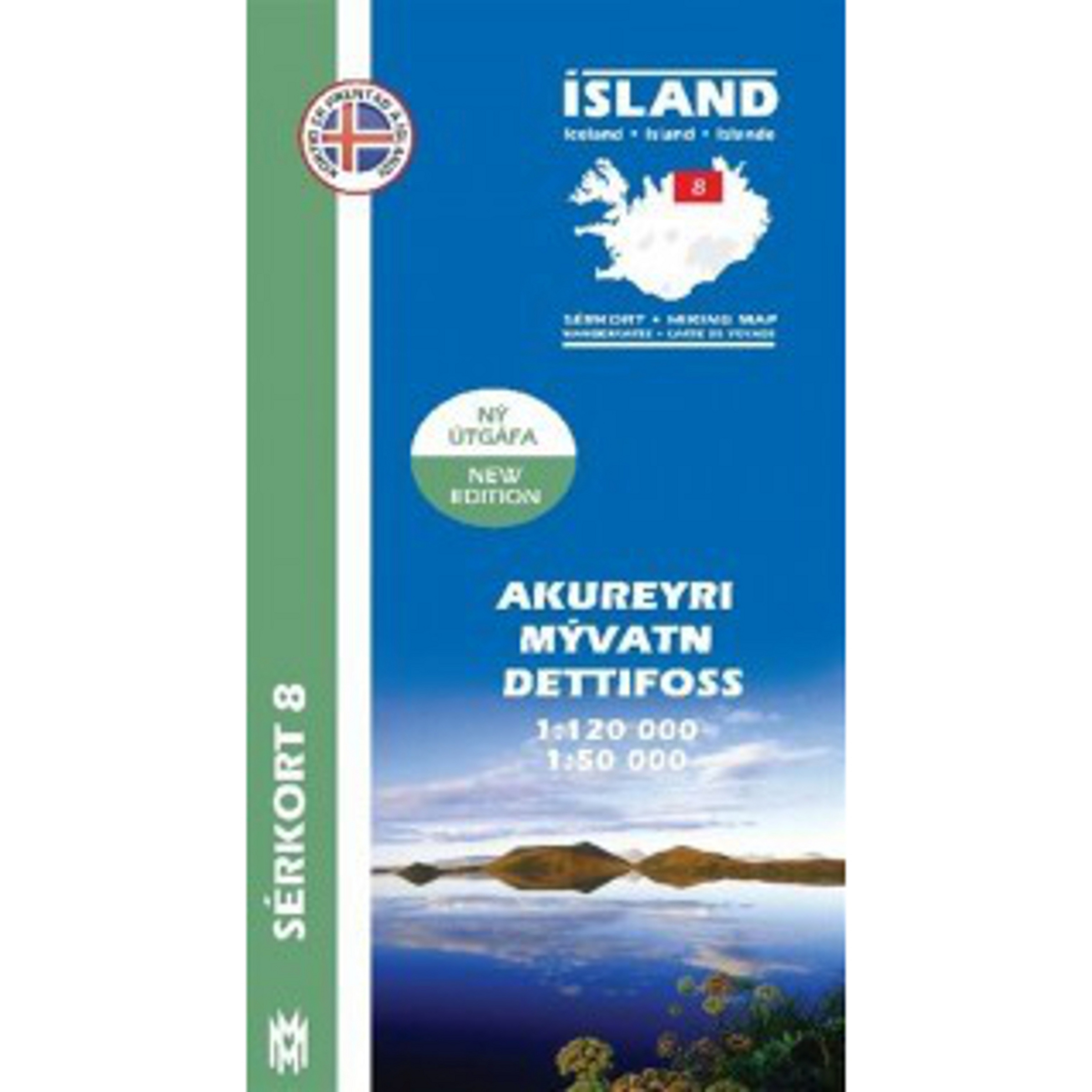 Mal og menning Island Serkort 8 Akureyri-Myvatn-Dettifoss Topografische Karten