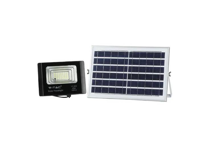 V-TAC projecteur solaire LED IP65 12W noir\, télécommande\, minuterie VT-25W 4000K 550lm