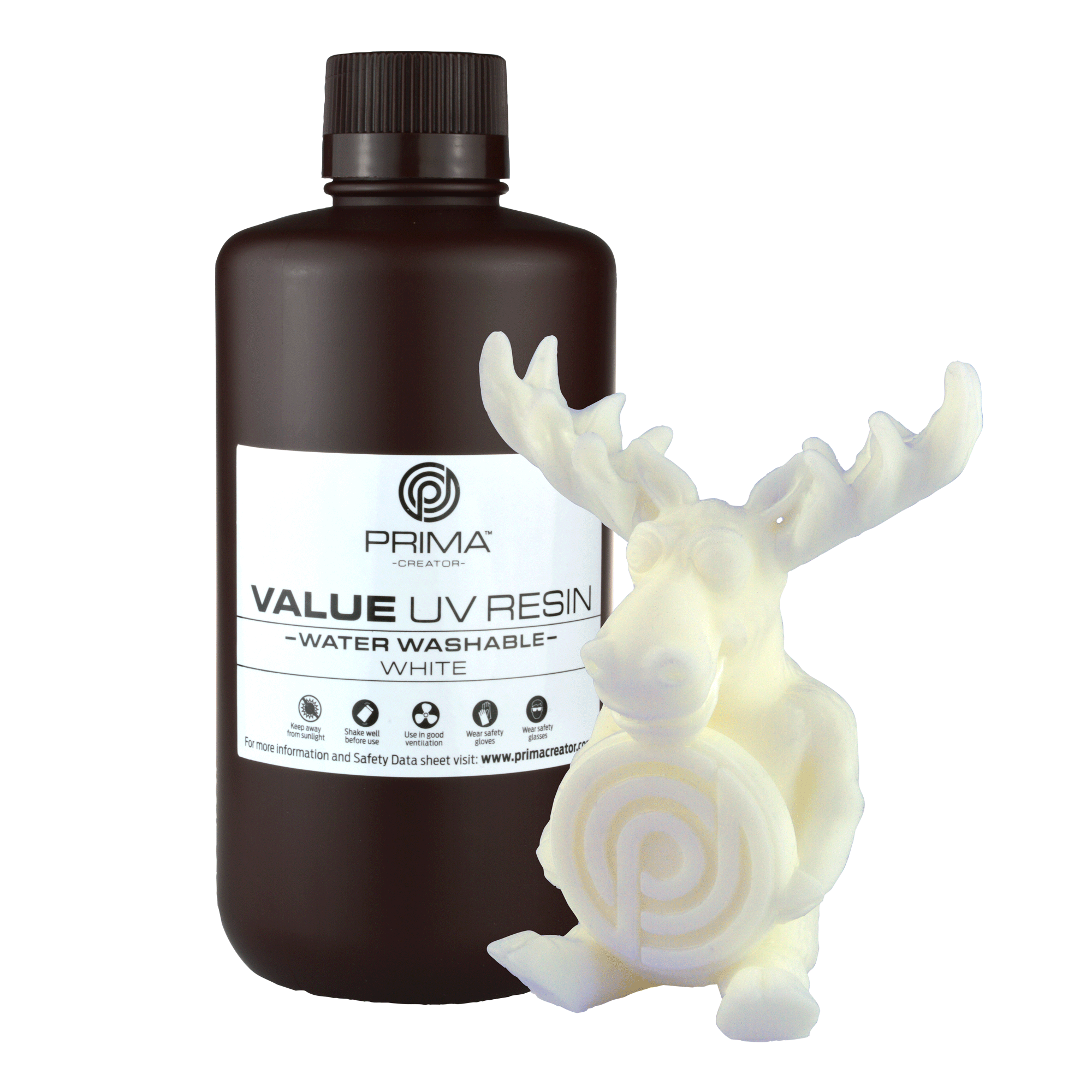 PrimaCreator Value Water Washable UV Resin - 1 kg - White PV-Resin-B405-1000-WH