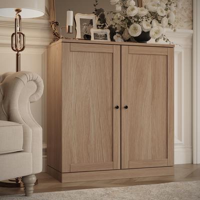 "Palace Imports Premium Solid European Oak Short Modular Shaker 3-Shelf Bookcase, 32"" W x 35.75"" H"
