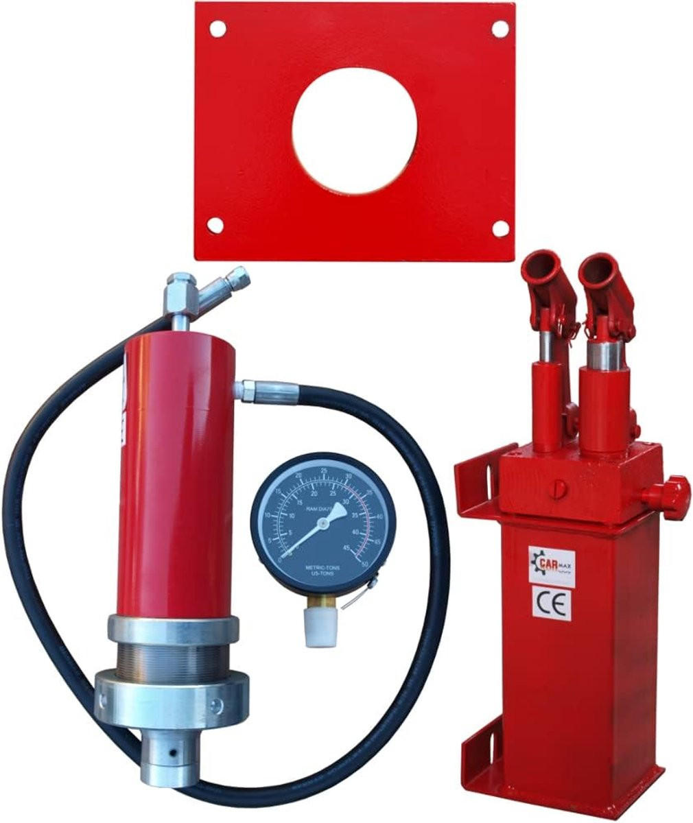 Werkplaatspers Set met Dubbele Aandrijving Pomp - 30 Ton Capaciteit - Rood