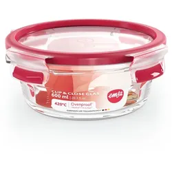 emsa Vorratsdose Clip&Close 600 ml Glas Rot