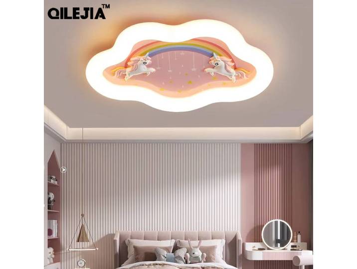 Chambre d'enfants Led plafonniers Simple moderne chaud rose bleu astronaute fusée plafonnier maison décor intérieur lampes d'éclairage
