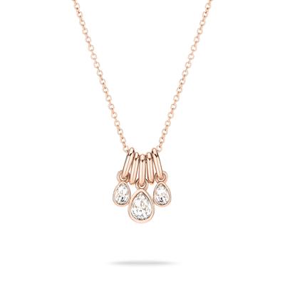 Kette mit Anhänger ECHTZEIT "Schmuck Geschenk Edelstahl Halskette Like Diamonds Tropfen", rosa (roségoldfarben, kristallweiß), Halsketten, Damen, Edelstahl, L: 45 B: 2mm, mit Glasstein, B:2mm
