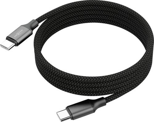 Ansmann USB-C Kabel USB-C Stecker 1.2m Schwarz Textil-Mantel 1700-0186