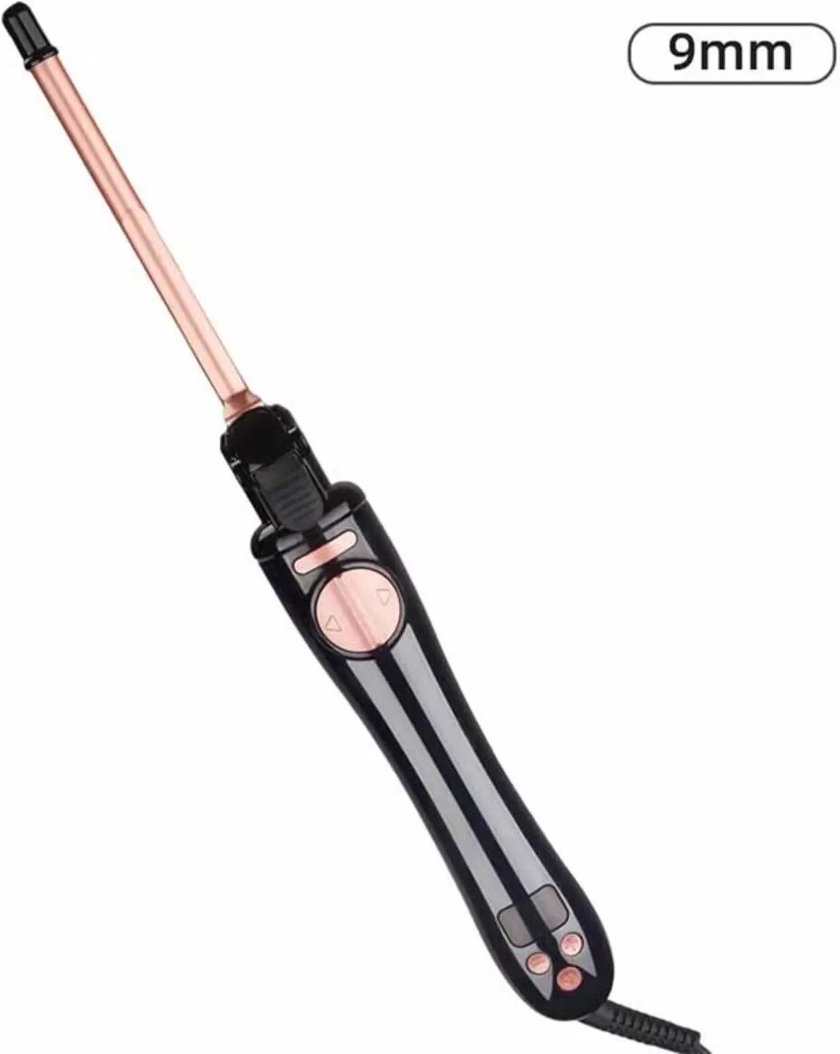 INF Automatischer 9mm Lockenwickler EU-Stecker — Tourmalin-Keramik Selbstrotierender Lockenstab für Nass- und Trockenstyling, Roségold+Schwarz