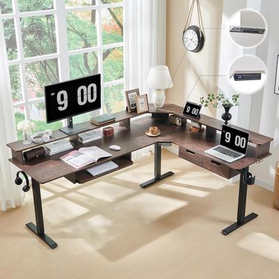 afulyperfllc L Shaped Electric Standing Desk,Corner Gaming Desk w/ Charging Station