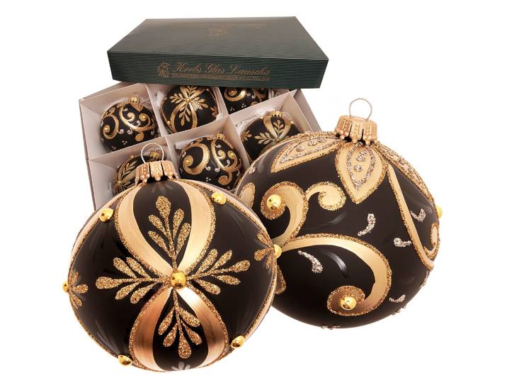 Weihnachtsbaumkugel KREBS GLAS LAUSCHA Weihnachtskugel Black Christmas schwarz 8cm , schwarz, B:8cm H:8cm T:8cm Ø:8cm, Glas, Weihnachtsbaumkugeln, Weihnachtsbaumkugel, Dekoriert mit Liebe zum Detail