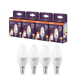 4er Set OSRAM SMART+ LED Kerzenlampe E14 Zigbee DIMM 4,9W wie 40W 2700K warmweißes Licht