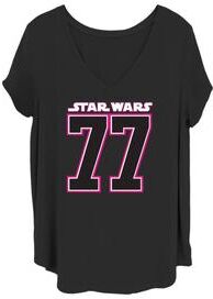 Plus Size Women's Varsity Girl 77 V-Neck T-Shirt by Mad Engine in Black (Size 1X (14-16))