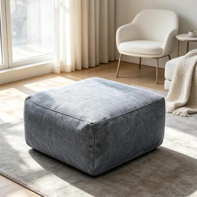 toswini 34.25-Inch Modular Ottoman Pouf with Removable Linen-Look Fabric Cover