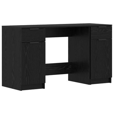 vidaXL Schreibtisch mit Speicher Schwarz Eichen-Optik 133 x 50 x 75 cm