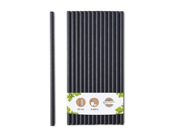 BIOZOYG Jumbo Papier Trinkhalme 23cm Strohhalm 8mm Ø I Trinkhalm biologisch abbaubar I schwarze Strohhalme umweltfreundlich I Party Trinkhalme für Smoothies I Papierstrohhalme 3450 Stück
