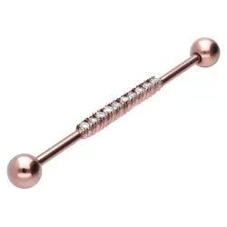 Chirurgenstahl Industrial Ohrpiercing BALKEN + 10 KRISTALLE