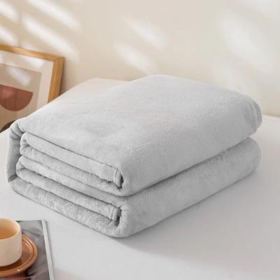 Uplift Picks Coral Fleece Flannel Blanket Soft Warm Solid Color Bed Throw gray 200x230cm(78x90inch)