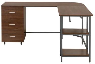 Techni Mobili L-Shape Home Office Two-Tone Desk with Storage