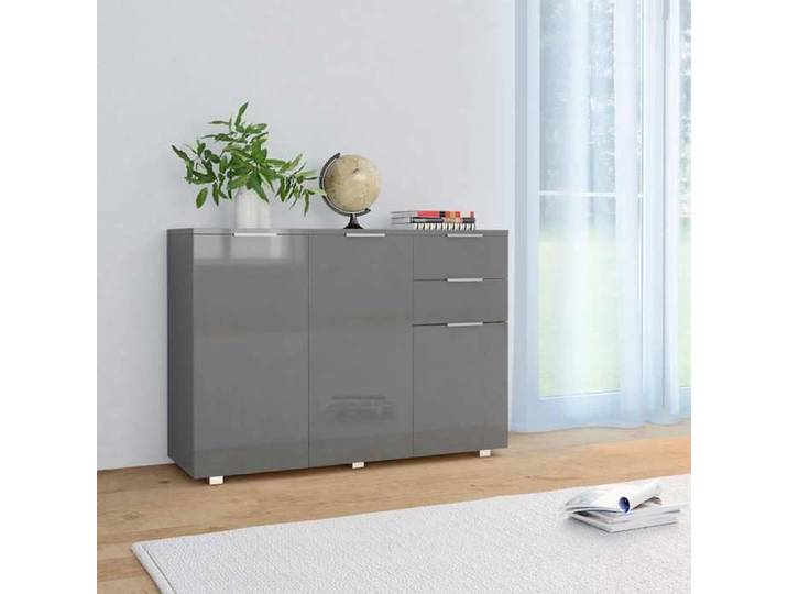 Sideboard - enfilade - CHIC Buffet bas de salon - Gris brillant 107x35x80 5 cm@77620