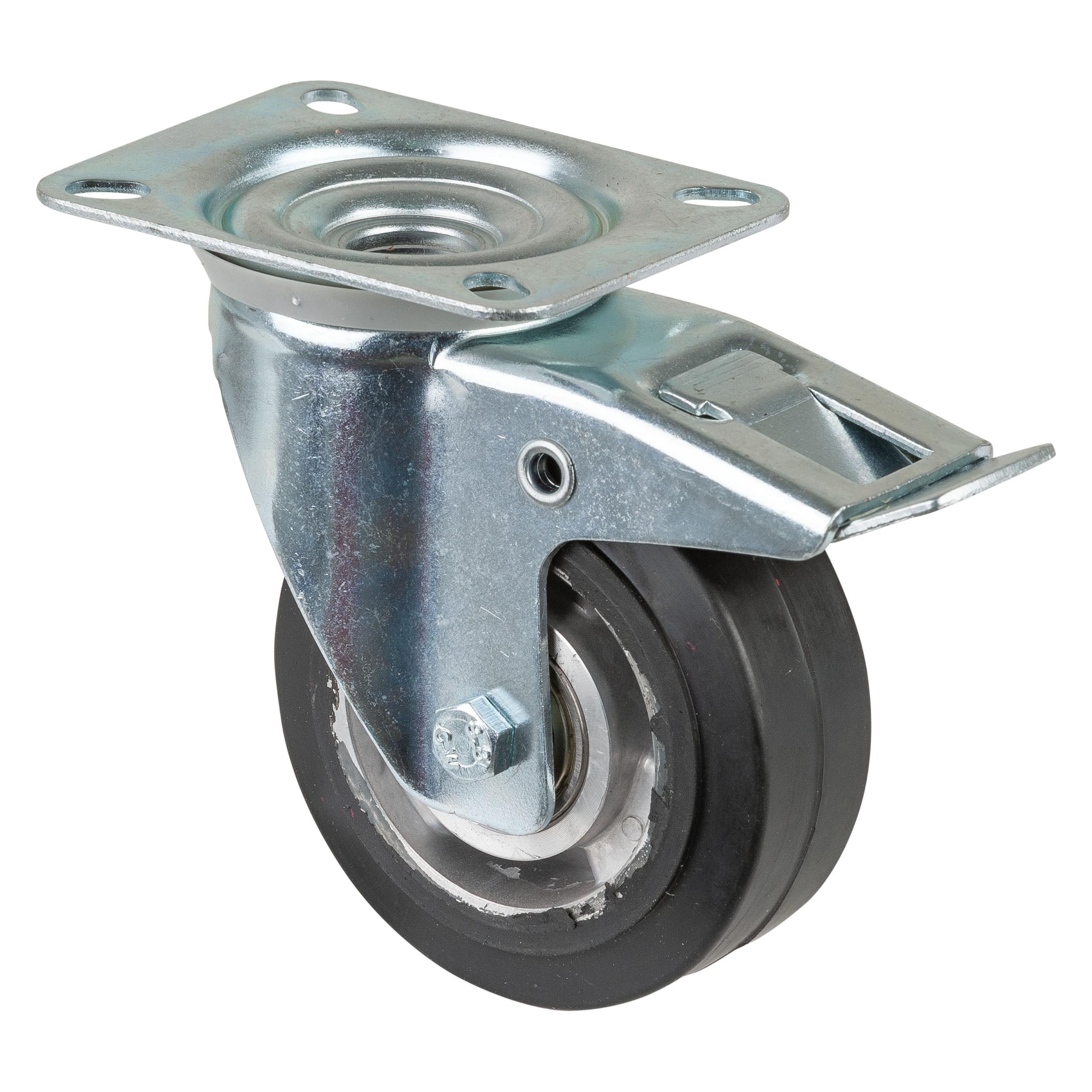 BS Rollen BSRollen Transportgeräte-Lenkrolle m. Festst., Elastik schwarz, Durchm. 100 mm, Traglast 150 kg, Kug (228235)