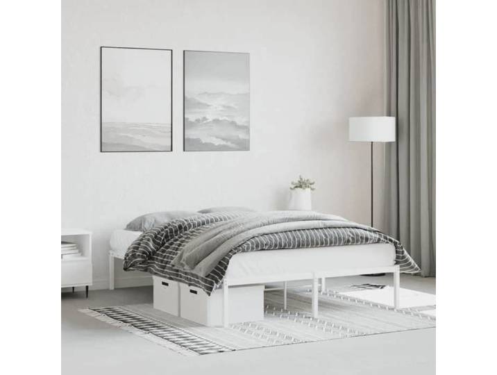 Cadre de lit métal blanc 140x200 cm 373674