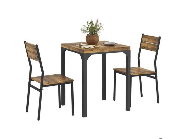 Ensemble table à manger avec 2 chaises encastrables - HOMCOM - pour cuisine salon maison - rustique