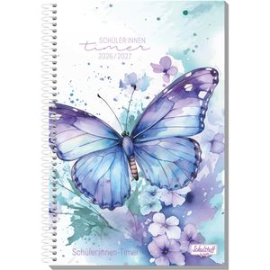 Schulstuff Schülerkalender by Häfft Butterfly, Jahr 2026/2027, A5, mit Softcover und Ringbindung, 1 Woche = 2 Seiten
